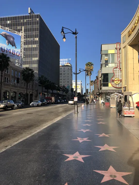 The Hollywood Roosevelt hotel on The Hollywood Walk of Fame