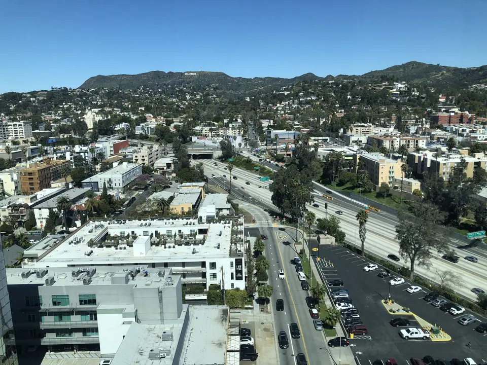View of the Hollywood sign from the Netflix office